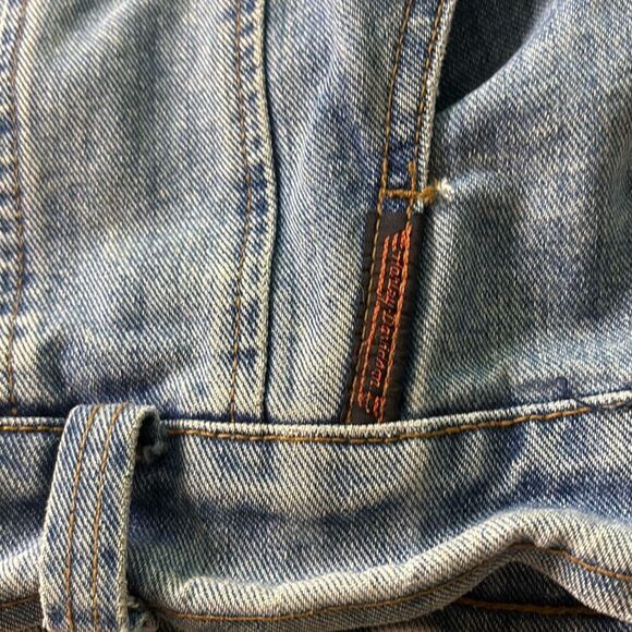 Vintage 1980s Harley Davidson Denim Jean Jacket XL Softail patches trucker embrd - Picture 9 of 11